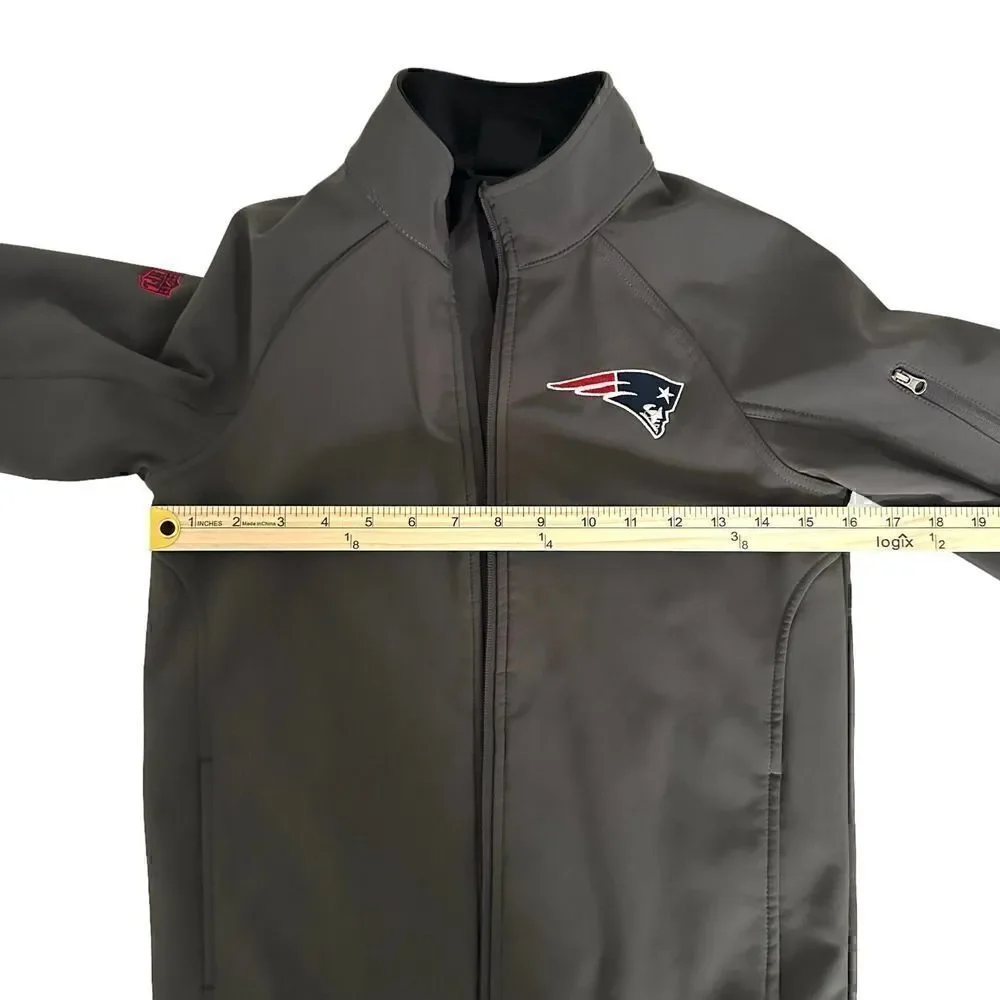 NFL Youth Dark Grey‎ Polyester Fleece Lined NE Patriots Zip Up Jacket Size S - 8